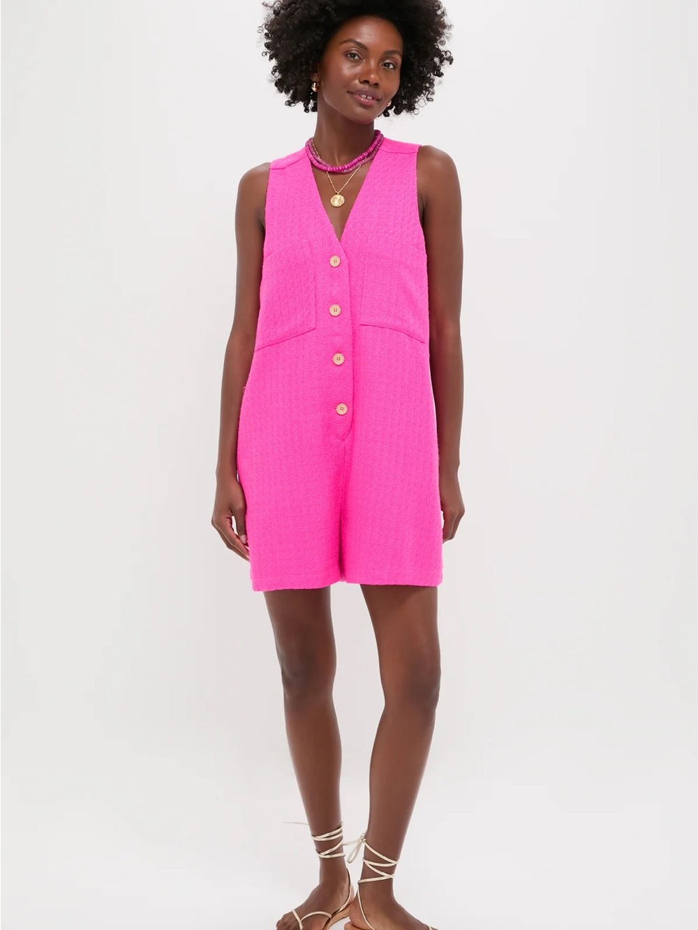 NWT Tuckernuck Hot Pink Textured Myla Romper